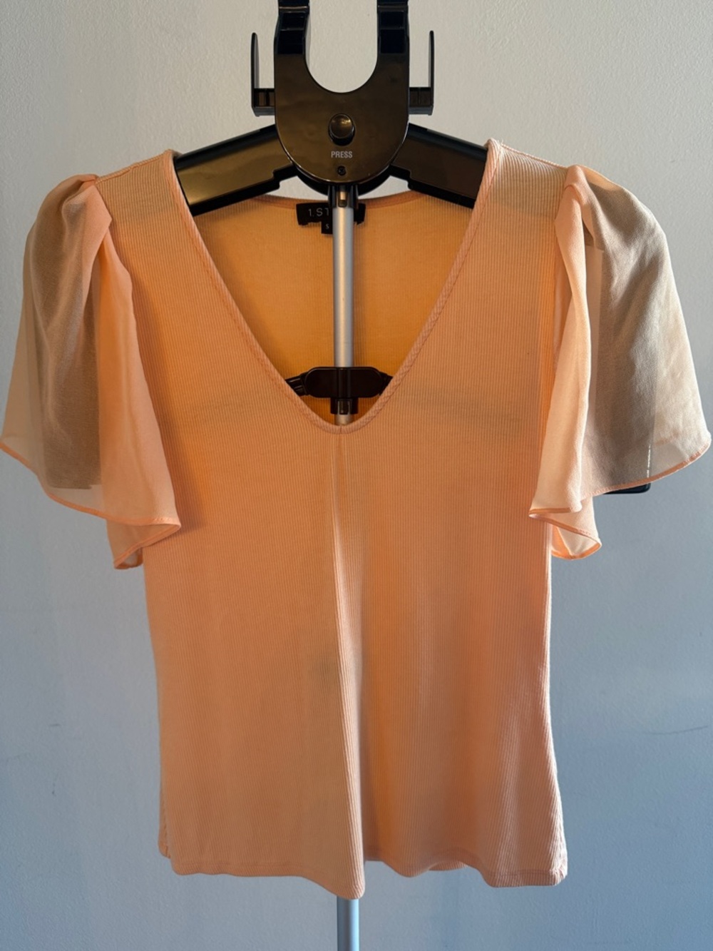 1. State Peach V-Neck Flutter Sleeve Top